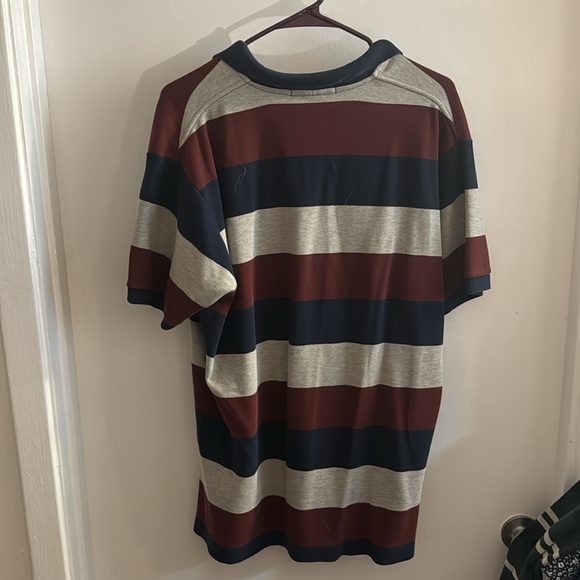 Polo Ralph Lauren Collared Shirt - Short Sleeve - Navy Maroon Gray Striped - L - Picture 4 of 4